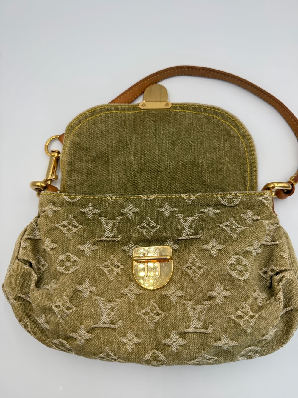 LOUIS VUITTON RARE vintage khaki denim green pleaty - Picture 11 of 16